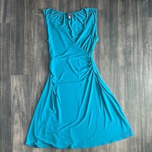 Banana Republic Teal Ruched Wrap Midi Dress